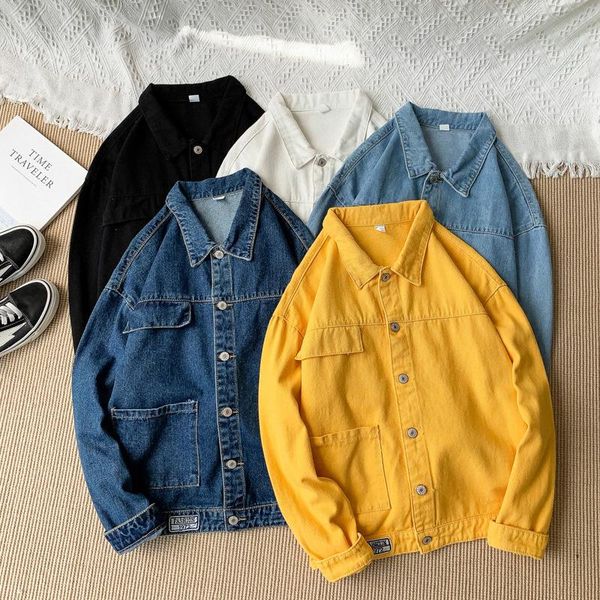 men's jackets solid color couple coat korean version spring denim jacket loose flip casual collar, Black;brown
men's jackets solid color couple coat korean version spring denim jacket loose flip casual collar, Black;brown