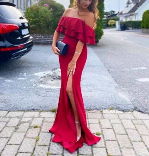 party dresses elegant long off shoulder red satin evening with slit mermaid floor length zipper back formal dress for women, White;black
party dresses elegant long off shoulder red satin evening with slit mermaid floor length zipper back formal dress for women, White;black