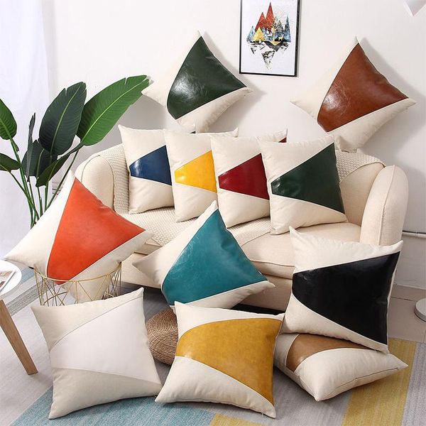 cushion/decorative pillow 45*45cm pu leather stitching bedroom pillowcover sofa cushion cover throw office outdoors pillowcase 40839
cushion/decorative pillow 45*45cm pu leather stitching bedroom pillowcover sofa cushion cover throw office outdoors pillowcase 40839
