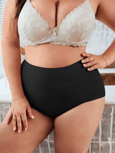 plus high waisted panty w0ec#, Black;white