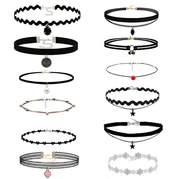 chokers ladies 12 pieces choker necklace set stretch velvet classic gothic tattoo lace pendants necklaces for women bijoux, Golden;silver
chokers ladies 12 pieces choker necklace set stretch velvet classic gothic tattoo lace pendants necklaces for women bijoux, Golden;silver
