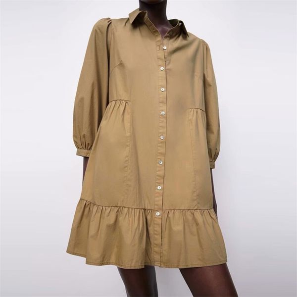 women summer solid poplin shirts dress za 3/4 sleeve vintage turn-down collar female loose elegant street mini dresses 210513, Black;gray
women summer solid poplin shirts dress za 3/4 sleeve vintage turn-down collar female loose elegant street mini dresses 210513, Black;gray