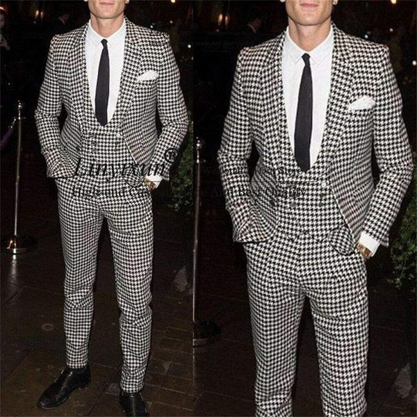 men's suits & blazers casual houndstooth wool slim fit handsome groom wedding tuxedos 3 pieces male prom dinner blazer terno masculino, White;black
men's suits & blazers casual houndstooth wool slim fit handsome groom wedding tuxedos 3 pieces male prom dinner blazer terno masculino, White;black