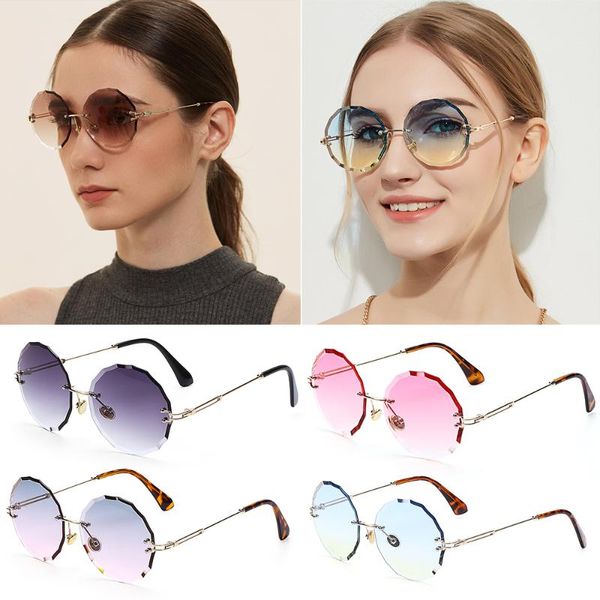 sunglasses 1pc retro rimless round-shape tinted diamond cutting lens oversized uv400 protection glasses for women, White;black
sunglasses 1pc retro rimless round-shape tinted diamond cutting lens oversized uv400 protection glasses for women, White;black