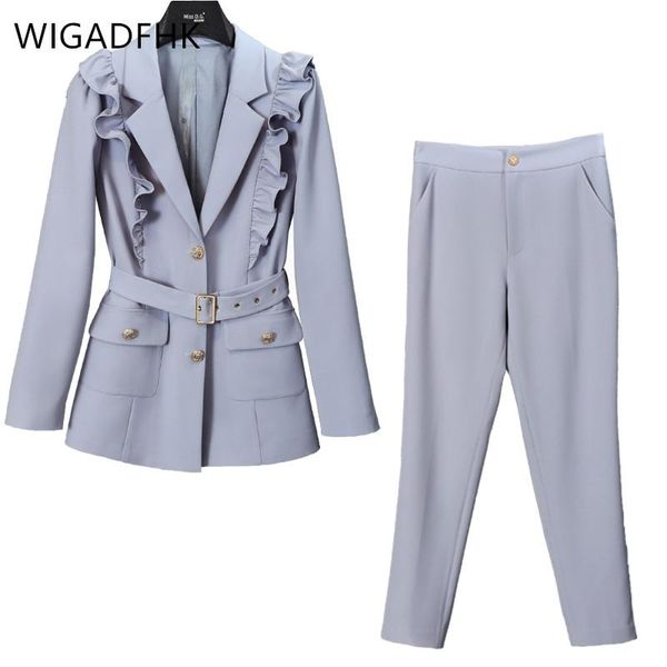 women's tracksuits autumn pants suit ruffled jacket and straight nine-point two-piece office large size -4xl, Gray
women's tracksuits autumn pants suit ruffled jacket and straight nine-point two-piece office large size -4xl, Gray