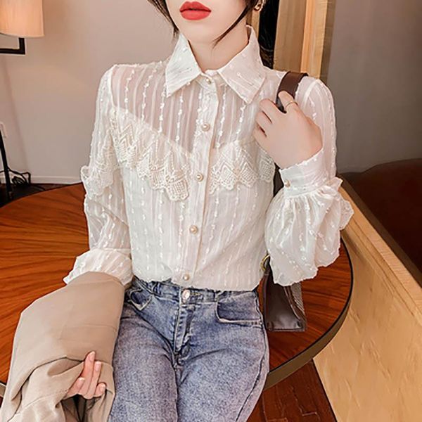 patchwork lace spring shirt woman fashion white elegant long sleeve single breasted blouse ladies design women's blouses & shirts
patchwork lace spring shirt woman fashion white elegant long sleeve single breasted blouse ladies design women's blouses & shirts