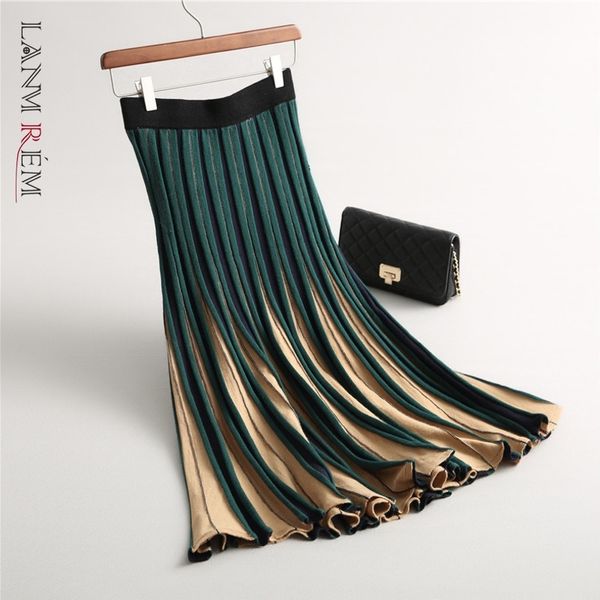 early spring elastic waist pleated knitted skirt green and khaki contrast color mid-calf for women 2a3125 210507, Black
early spring elastic waist pleated knitted skirt green and khaki contrast color mid-calf for women 2a3125 210507, Black