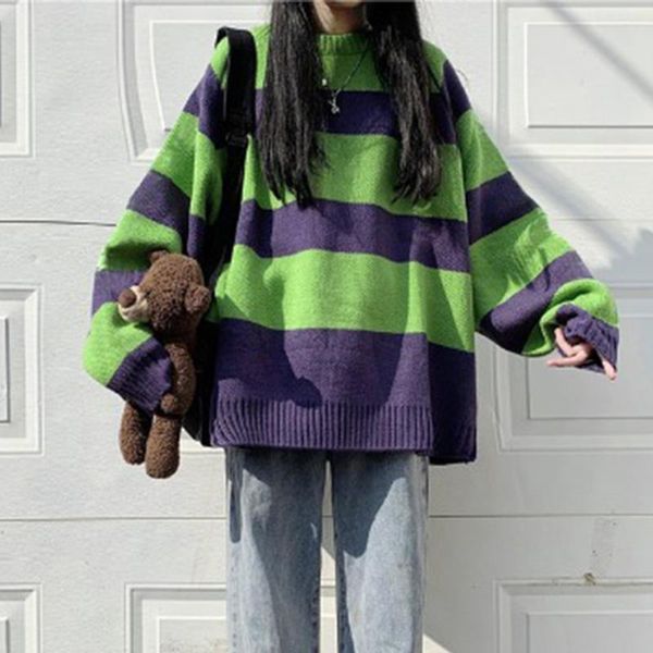 women's sweaters 2021 pullover striped sweater oversized womens knitted hip hop harajuku korean casual black clothing, White;black
women's sweaters 2021 pullover striped sweater oversized womens knitted hip hop harajuku korean casual black clothing, White;black
