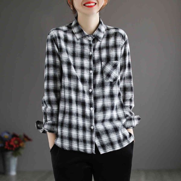 johnature women plaid vintage shirts and casual loose cotton blouses spring korean style female clothes soft shirt 210521, White
johnature women plaid vintage shirts and casual loose cotton blouses spring korean style female clothes soft shirt 210521, White