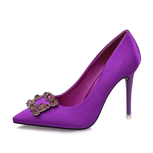 2021 wedding women's shoes fixed fashion high heel foot five-colored purple high heels 1, Black
2021 wedding women's shoes fixed fashion high heel foot five-colored purple high heels 1, Black