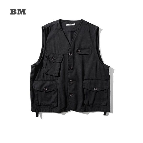 men's vests japanese streetwear multi-pocket tooling tactical vest harajuku cargo jacket 2021 korean couple coat kpop sleeveless men, Black;white
men's vests japanese streetwear multi-pocket tooling tactical vest harajuku cargo jacket 2021 korean couple coat kpop sleeveless men, Black;white