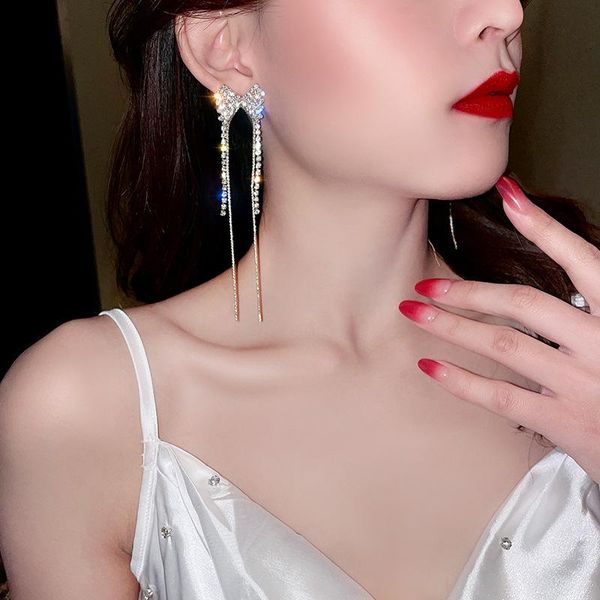dangle & chandelier bow earrings simulation full of diamonds and temperament long tassel fashion super flash, Silver
dangle & chandelier bow earrings simulation full of diamonds and temperament long tassel fashion super flash, Silver
