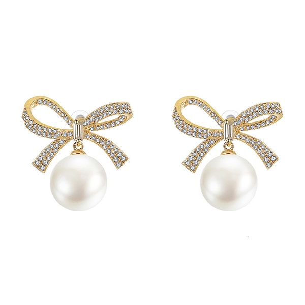 dangle earrings bella jewelry korean fashion simple highlight pearl micro inlaid zircon copper bow, Silver
dangle earrings bella jewelry korean fashion simple highlight pearl micro inlaid zircon copper bow, Silver