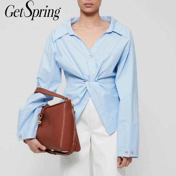 getspring women blouse vintage shirts long sleeve cotton blue all match ladies summer brown arrival 210601, White
getspring women blouse vintage shirts long sleeve cotton blue all match ladies summer brown arrival 210601, White