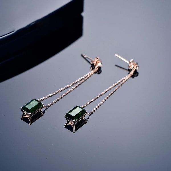 stud green tourmaline earrings 14k rose gold double ear thread fashion custom female birthday gift handmade high-grade jewelry, Golden;silver
stud green tourmaline earrings 14k rose gold double ear thread fashion custom female birthday gift handmade high-grade jewelry, Golden;silver