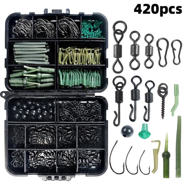 420pcs/box fishing tackles kit hooks swivel snaps sbeads boilie baits for outdoor travel accessories
420pcs/box fishing tackles kit hooks swivel snaps sbeads boilie baits for outdoor travel accessories