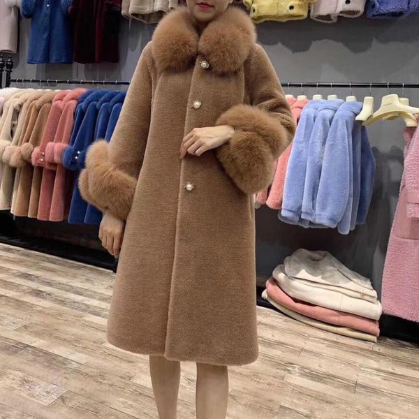 female overcoat winter 2021 real fur coat natural collar sheep shearling women plus size women's & faux, Black
female overcoat winter 2021 real fur coat natural collar sheep shearling women plus size women's & faux, Black
