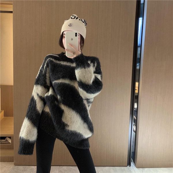 women's sweaters women sweater winter pullovers woman striped casual jumper oversize couple harajuku shirt warm clothing, White;black
women's sweaters women sweater winter pullovers woman striped casual jumper oversize couple harajuku shirt warm clothing, White;black