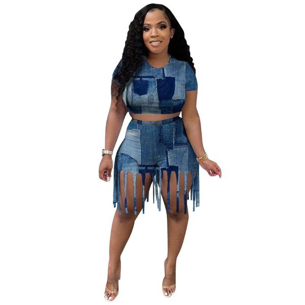 women's tracksuits women set print short sleeve o-neck crop skinny tassel shorts two 2 piece sets fashion outfit summer tracksuit, Gray
women's tracksuits women set print short sleeve o-neck crop skinny tassel shorts two 2 piece sets fashion outfit summer tracksuit, Gray