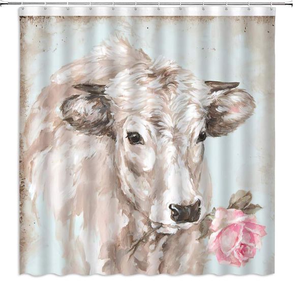 farm cow shower curtain vintage pink watercolor oil paint animal portrait bull with rose in mouth,70x70 inch polyester fabric
farm cow shower curtain vintage pink watercolor oil paint animal portrait bull with rose in mouth,70x70 inch polyester fabric
