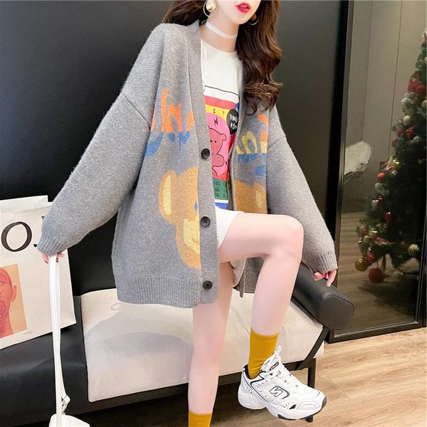 women's knits & tees bear print korean sweater cardigan women lazy outside wear loose spring autumn outer 2021 ins tide, White
women's knits & tees bear print korean sweater cardigan women lazy outside wear loose spring autumn outer 2021 ins tide, White