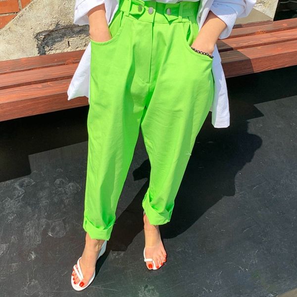 women green harem pants summer streetwear full length high waist white loose cotton trousers with pocket mujer pantalones 210319, Black;white
women green harem pants summer streetwear full length high waist white loose cotton trousers with pocket mujer pantalones 210319, Black;white