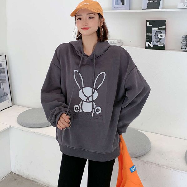 women's hoodie autumn and winter korean fluorescent printing plush thickened pullover sweater student sweater trend, Black
women's hoodie autumn and winter korean fluorescent printing plush thickened pullover sweater student sweater trend, Black