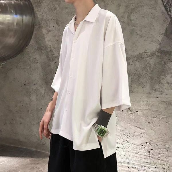 men's casual shirts harajuku men summer solid shirt short sleeve streetwear for man, White;black
men's casual shirts harajuku men summer solid shirt short sleeve streetwear for man, White;black