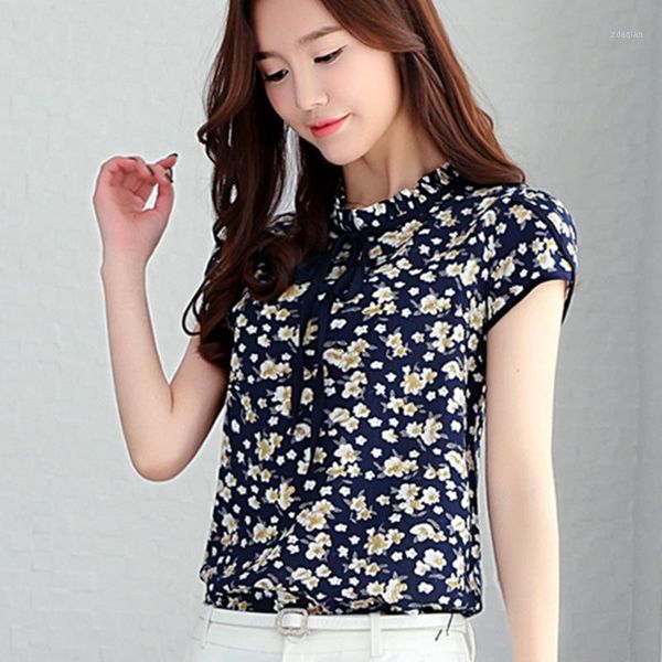 women summer chiffon blouses and shirts short sleeve ladies floral print feminine blouse blusas femme plus size female women's &, White
women summer chiffon blouses and shirts short sleeve ladies floral print feminine blouse blusas femme plus size female women's &, White