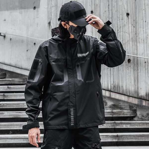 men's jackets techwear jacket for men streetwear windproof zipper black hooded coat, Black;brown
men's jackets techwear jacket for men streetwear windproof zipper black hooded coat, Black;brown