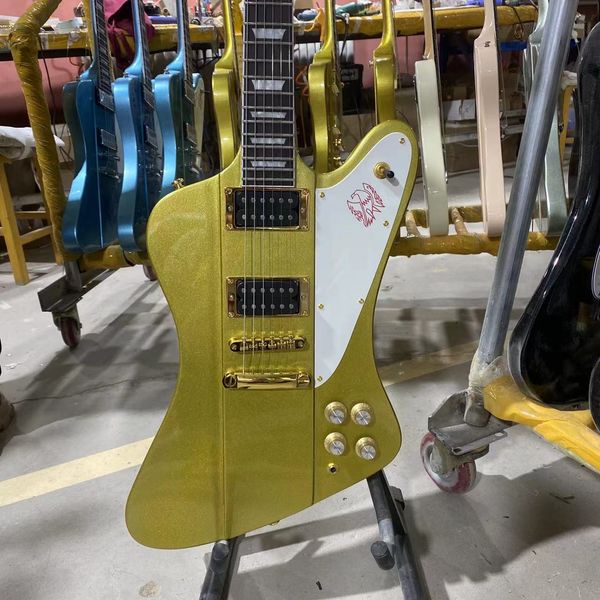 custom grand firebird style electric guitar in golden color with gold hardware mahogany body rosewood fingerboard
custom grand firebird style electric guitar in golden color with gold hardware mahogany body rosewood fingerboard
