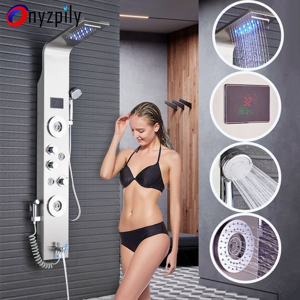 shower panel led rainfall waterfall shower head rain massage system body jets & hand shower stainless steel bathroom pane
shower panel led rainfall waterfall shower head rain massage system body jets & hand shower stainless steel bathroom pane