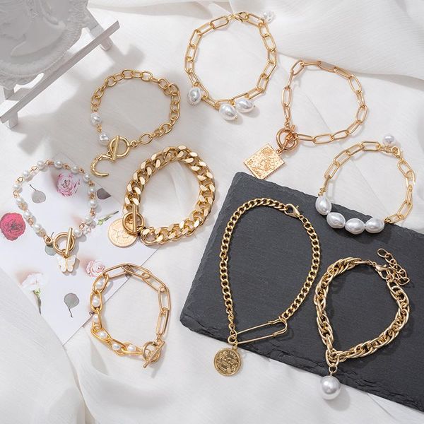 link, chain 2021 trend geometric bracelets for women fashion design types pearl set extraordinary badge metal jewelry gifts, Black
link, chain 2021 trend geometric bracelets for women fashion design types pearl set extraordinary badge metal jewelry gifts, Black