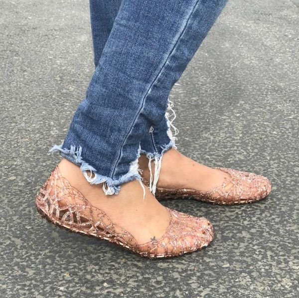 women's bling sandals hollow summer flats jelly shoes casual paltform female mesh soft slip on ladies zapatos de mujer, Black
women's bling sandals hollow summer flats jelly shoes casual paltform female mesh soft slip on ladies zapatos de mujer, Black