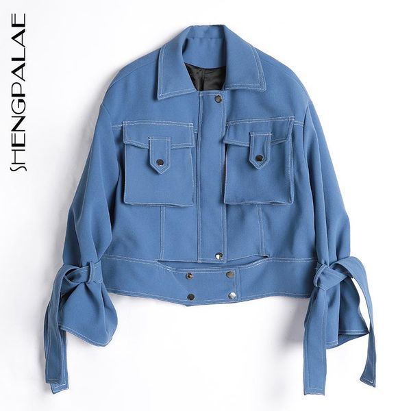women's jackets shengpalae 2021 spring summer women turn-down collar long sleeve stitching tie big pockets korean fashion coat fm57105s, Black;brown
women's jackets shengpalae 2021 spring summer women turn-down collar long sleeve stitching tie big pockets korean fashion coat fm57105s, Black;brown