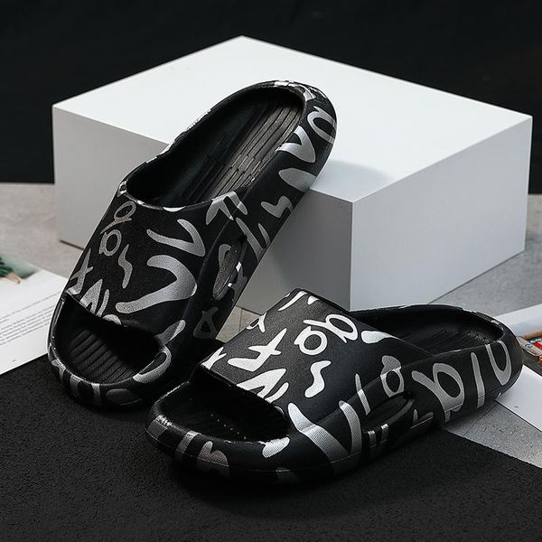 slippers summer soft men's flip flops printing sandals woman graffiti anti-slip outdoor thick beach slides non-slip ladies shoes, Black
slippers summer soft men's flip flops printing sandals woman graffiti anti-slip outdoor thick beach slides non-slip ladies shoes, Black