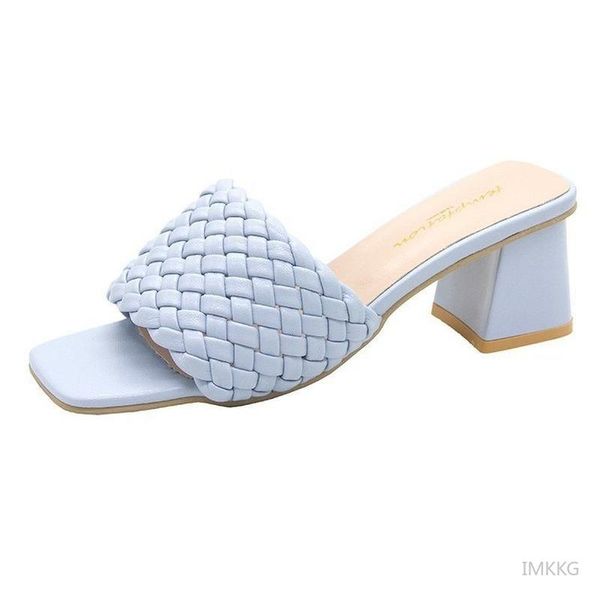 slippers 2021 5.5cm square heels women weave sandals rope lattice open toe outside slides mujer elegant shoes, Black
slippers 2021 5.5cm square heels women weave sandals rope lattice open toe outside slides mujer elegant shoes, Black