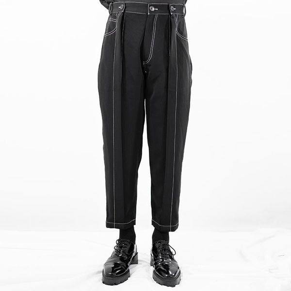 27-44 2021 men's clothing fashion hairstylist loose pressure white line splicing nine casual pants plus size costumes, Black
27-44 2021 men's clothing fashion hairstylist loose pressure white line splicing nine casual pants plus size costumes, Black