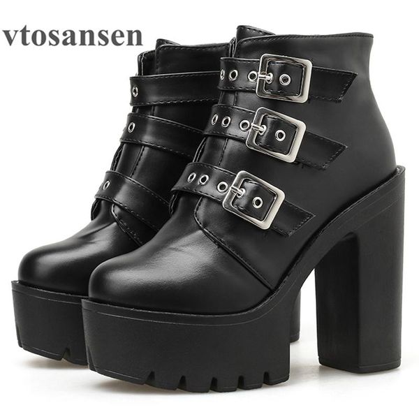 boots shoes fall fashion women ankle high heels zipper metal buckle gothic platform block heel promotion sale, Black
boots shoes fall fashion women ankle high heels zipper metal buckle gothic platform block heel promotion sale, Black