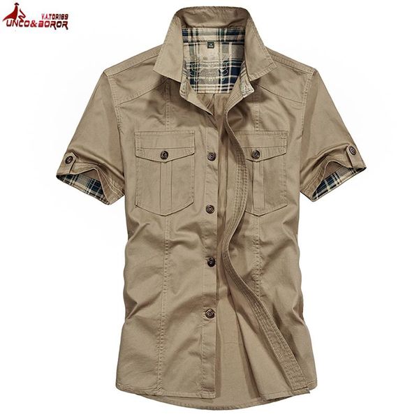men's casual shirts summer 100% cotton army military short sleeves breathable chemise homme loose dress shirt men clothing, White;black
men's casual shirts summer 100% cotton army military short sleeves breathable chemise homme loose dress shirt men clothing, White;black