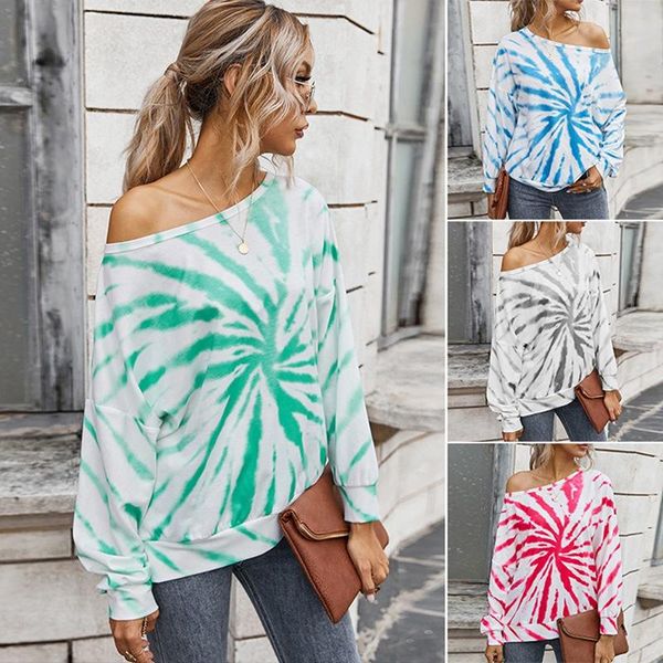 women's t-shirt autumn and winter contrast color tie-dye bat sleeve casual loose long top, White
women's t-shirt autumn and winter contrast color tie-dye bat sleeve casual loose long top, White