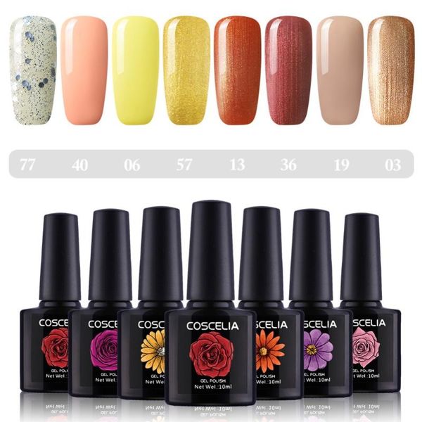 nail art kits 8pcs/set gel polish kit led uv glitter varnish soak off set 10ml &