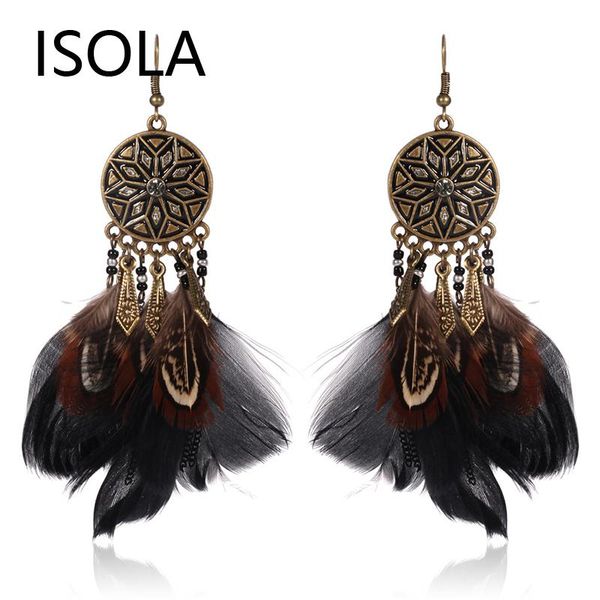 round mayan alloy black feathers ethnic feather tassel earrings statement bohemia charming boho dangle & chandelier, Silver
round mayan alloy black feathers ethnic feather tassel earrings statement bohemia charming boho dangle & chandelier, Silver