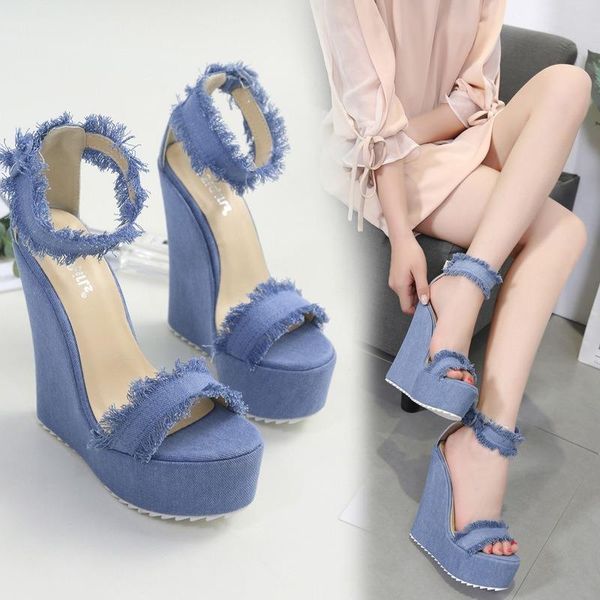 sandals 2021 designer denim summer roman wedges heels peep-toe platform shoes woman, Black
sandals 2021 designer denim summer roman wedges heels peep-toe platform shoes woman, Black