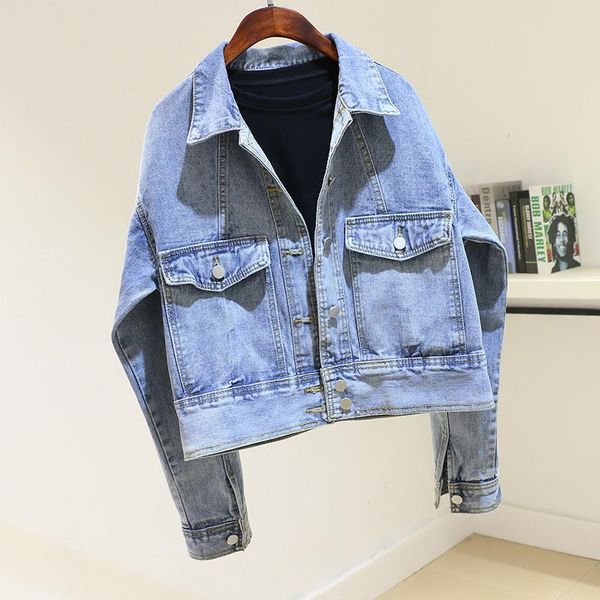 women's jackets 2021 spring autumn short denim jacket women korean vintage big pocket single-breasted jeans loose outwear g267, Black;brown
women's jackets 2021 spring autumn short denim jacket women korean vintage big pocket single-breasted jeans loose outwear g267, Black;brown