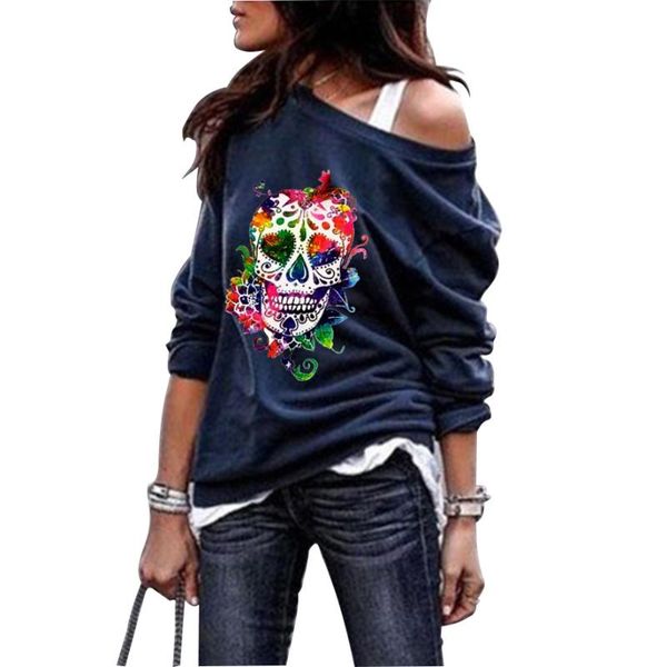 women's hoodies & sweatshirts sweatshirt round neck long sleeve halloween skull print loose casual female plus size strapless pullover, Black
women's hoodies & sweatshirts sweatshirt round neck long sleeve halloween skull print loose casual female plus size strapless pullover, Black