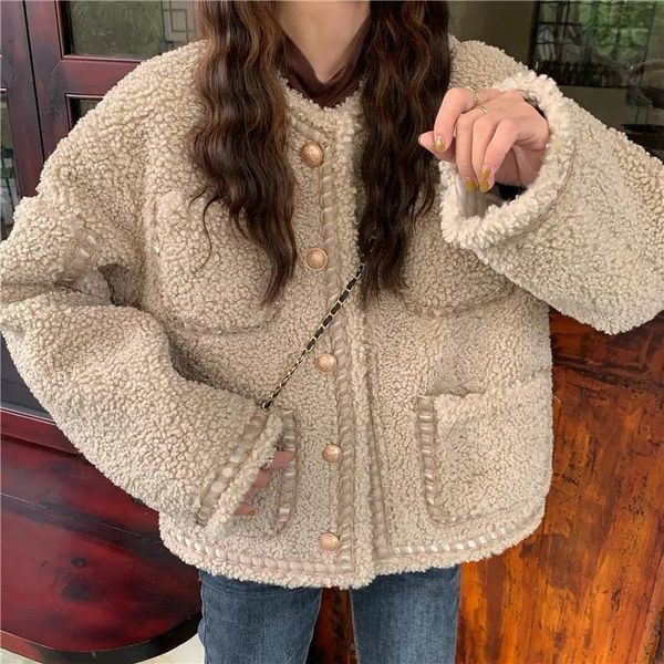 women's jackets autumn/winter wool coat spring 2021 stitched button pocket imitation lamb fur woman, Black;brown
women's jackets autumn/winter wool coat spring 2021 stitched button pocket imitation lamb fur woman, Black;brown