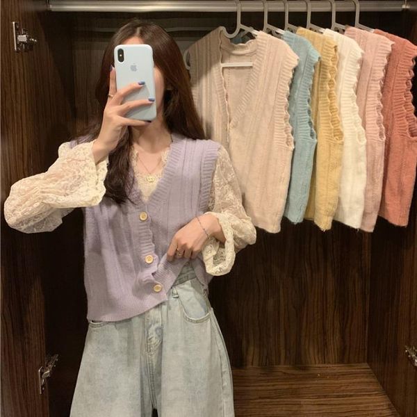 v-neck knitted waistcoat women's spring and autumn wear 2021 korean loose jacket sweater vest vests, Black;white
v-neck knitted waistcoat women's spring and autumn wear 2021 korean loose jacket sweater vest vests, Black;white