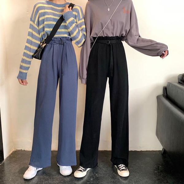 women's pants & capris 2021 women high waist casual loose full-length solid sashes elastic wide-leg long, Black;white
women's pants & capris 2021 women high waist casual loose full-length solid sashes elastic wide-leg long, Black;white