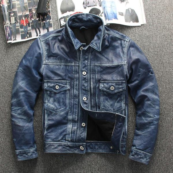 super fast vintage genuine leather jacket men's blue japan style single breasted plus size natural cowhide short coat & faux, Black
super fast vintage genuine leather jacket men's blue japan style single breasted plus size natural cowhide short coat & faux, Black